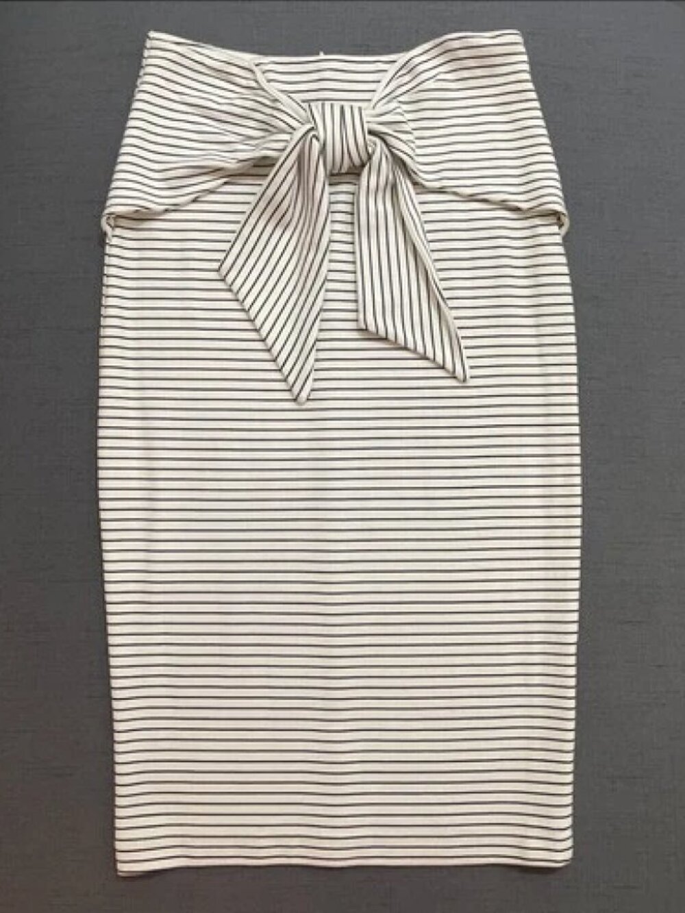 Zara Striped Tie-Front Bow Pencil Skirt White Black Bodycon Y2K Size Small
